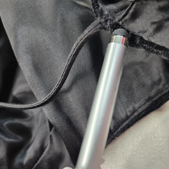 VTG Velvet Top Vtg Sz 7/8 Black Low Back Satin Bow Formal Goth M - Picture 10 of 16